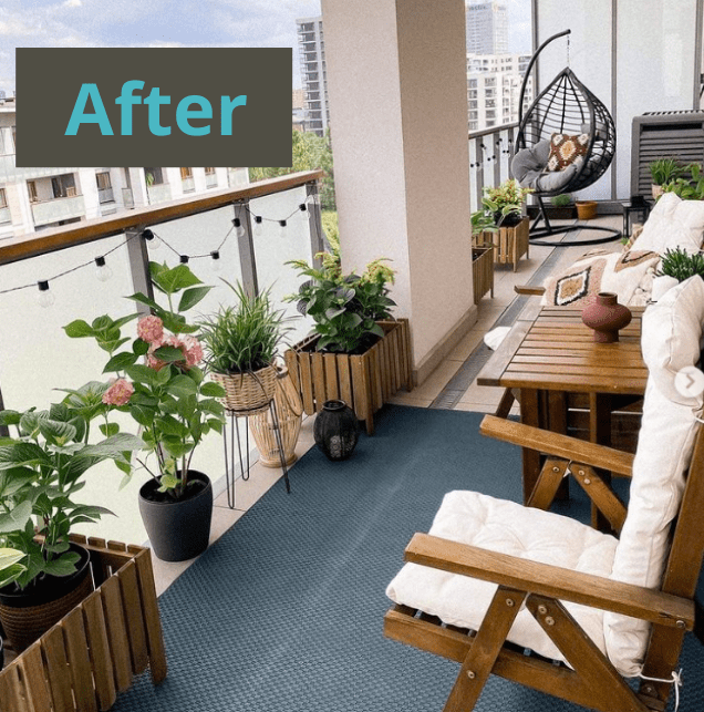 balcony makeover before and after