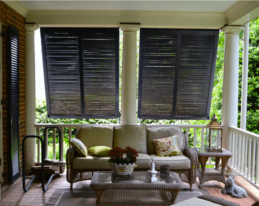 bermuda shutters on a balcony