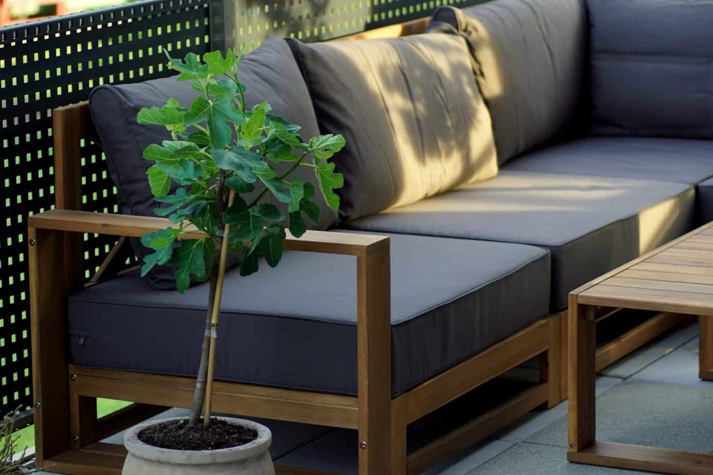 acacia wood outdoor sofa