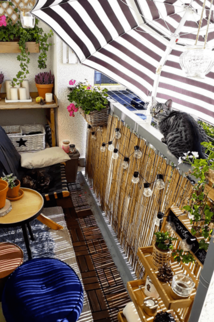 using an umbrella for balcony privacy