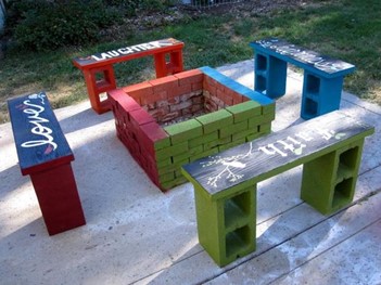 cinder block bench