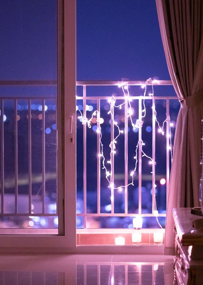faux balcony with lights