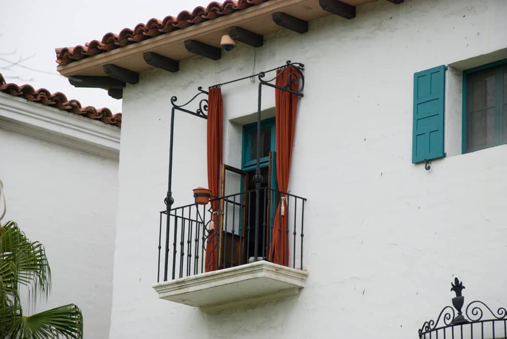 juliet balcony with curtains