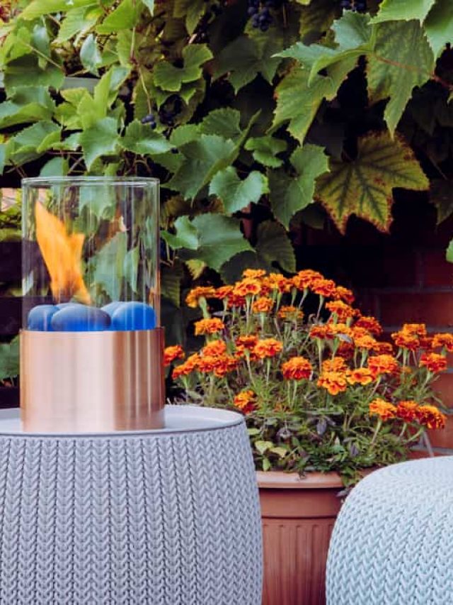 Small,Tabletop,Bio,Ethanol,Fueled,Portable,Glass,Fireplace,Burning,Giving