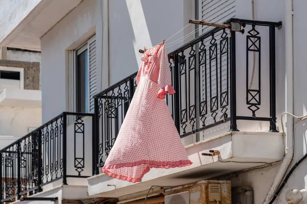 clothes drying on a balcony