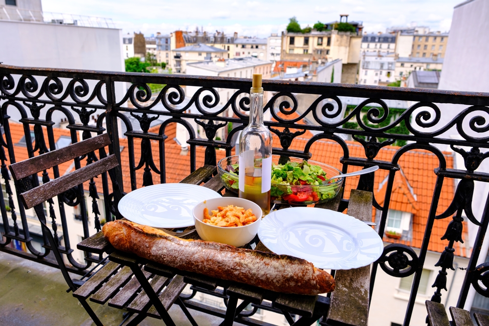 food on a balcony