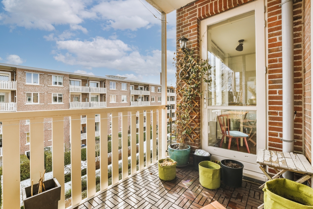 ikea runnen tiles on balcony floor