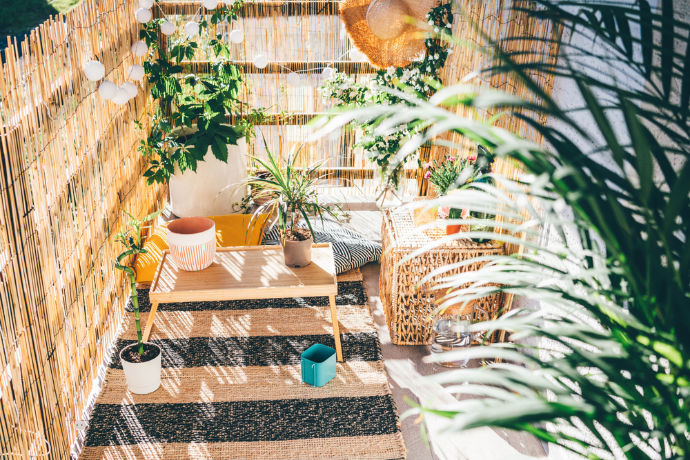 rug on a balcony floor