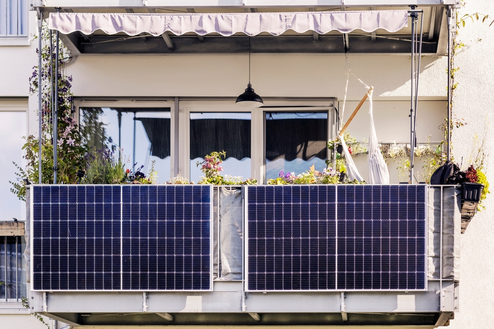 solar panels on a balcony